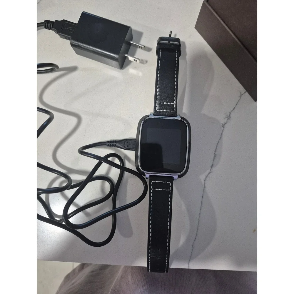 Beantech BIT S1 Smart Watch Black Leather Strap‎ Silver Case Bluetooth i